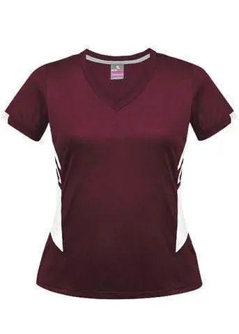 Aussie Pacific Tasman Ladies Tees 2211 Casual Wear Aussie Pacific Maroon/White 8